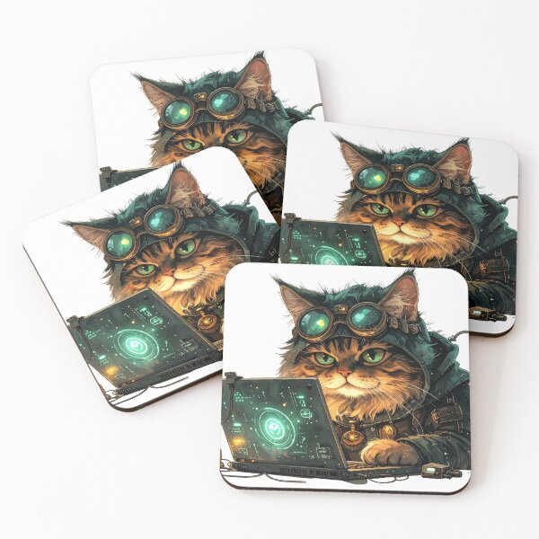 Item preview, Cozy Steampunk Cat Inventor Night Scene designed and sold by BetweenForms.