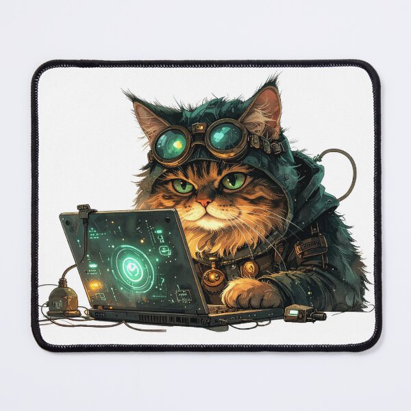 Item preview, Cozy Steampunk Cat Inventor Night Scene designed and sold by BetweenForms.