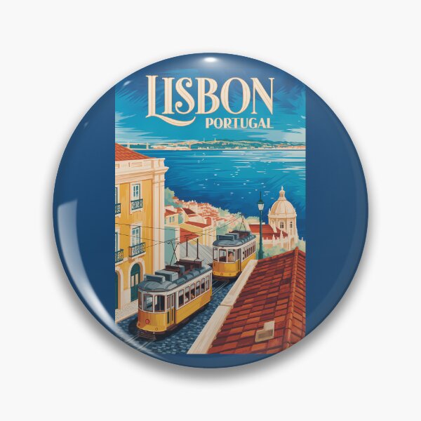 Item preview, Lisbon Portugal Skyline Illustration Travel Art Vintage designed and sold by KrisSidDesigns.