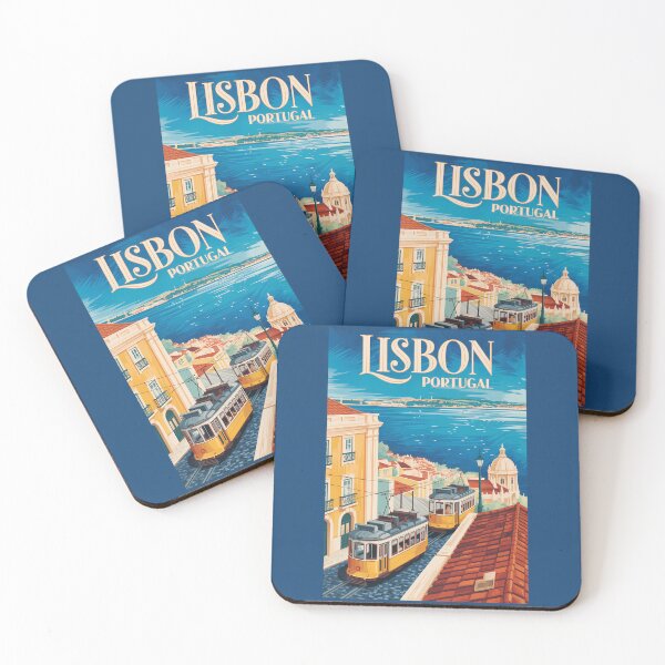 Item preview, Lisbon Portugal Skyline Illustration Travel Art Vintage designed and sold by KrisSidDesigns.