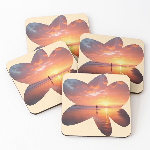 Item preview, Tropical Sunset - Segmented Beach & Palm Art - Golden Hour Paradise - Four Panel Ocean Sunset designed and sold by PriyaMagic.