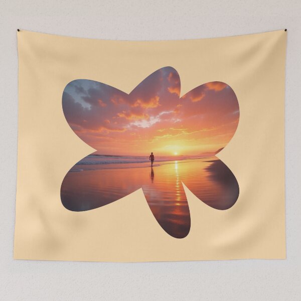 Item preview, Tropical Sunset - Segmented Beach & Palm Art - Golden Hour Paradise - Four Panel Ocean Sunset designed and sold by PriyaMagic.