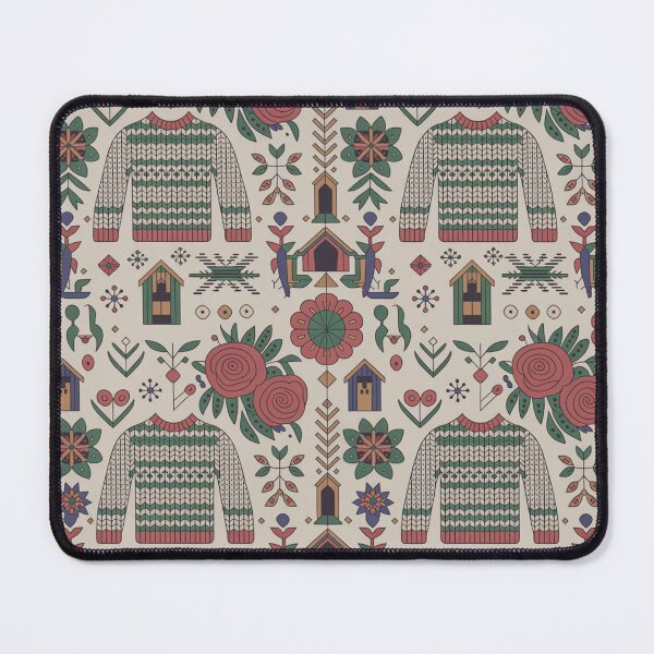 Item preview, Cozy Scandinavian Folk Sweater Seamless Pattern – Knitwear, Birdhouses & Rosemaling Flowers designed and sold by Midnight Veil Designs.