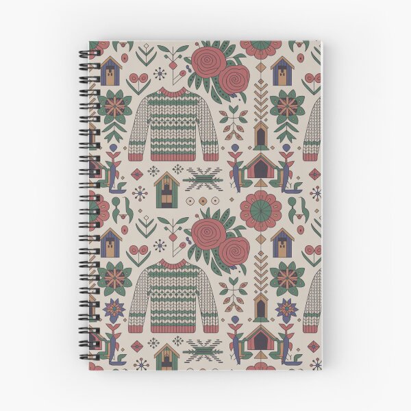 Item preview, Cozy Scandinavian Folk Sweater Seamless Pattern – Knitwear, Birdhouses & Rosemaling Flowers designed and sold by Midnight Veil Designs.