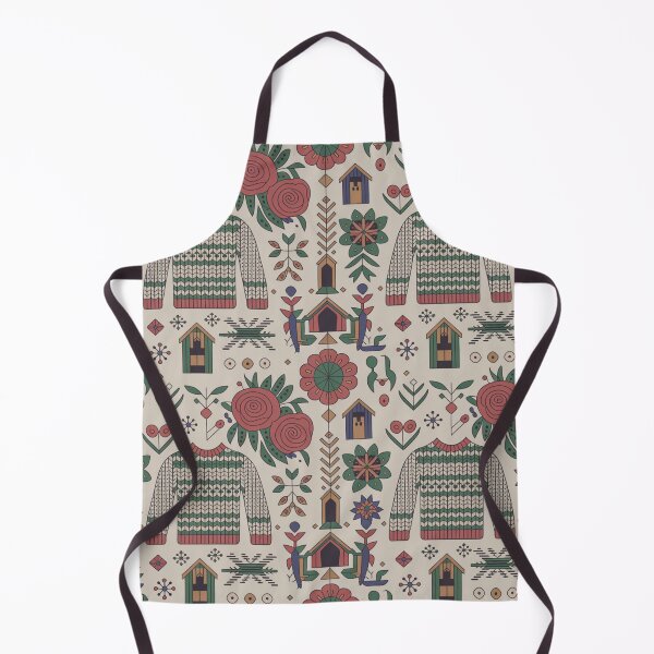 Item preview, Cozy Scandinavian Folk Sweater Seamless Pattern – Knitwear, Birdhouses & Rosemaling Flowers designed and sold by Midnight Veil Designs.