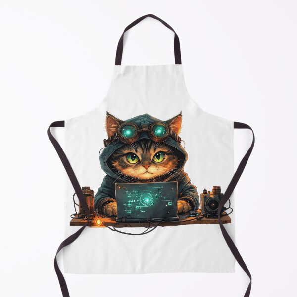 Item preview, Steampunk Cat Engineer Working On Laptop designed and sold by BetweenForms.