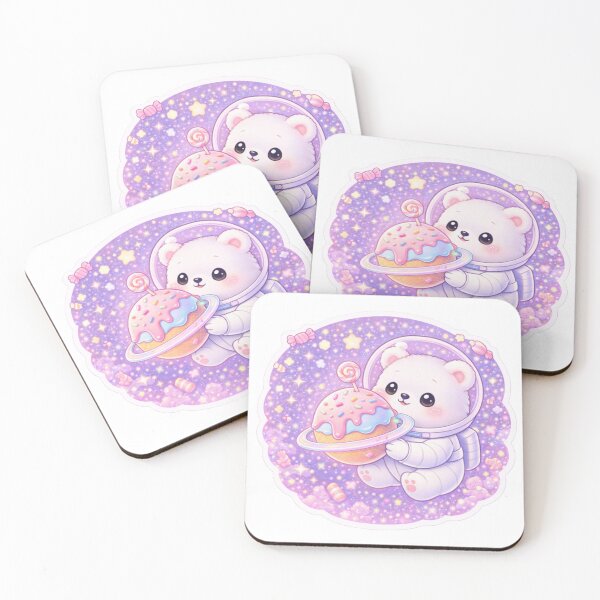 Item preview, Kawaii Polar Bear with Ice Cream Planet – Cute Space Bear designed and sold by p-frosty-design.