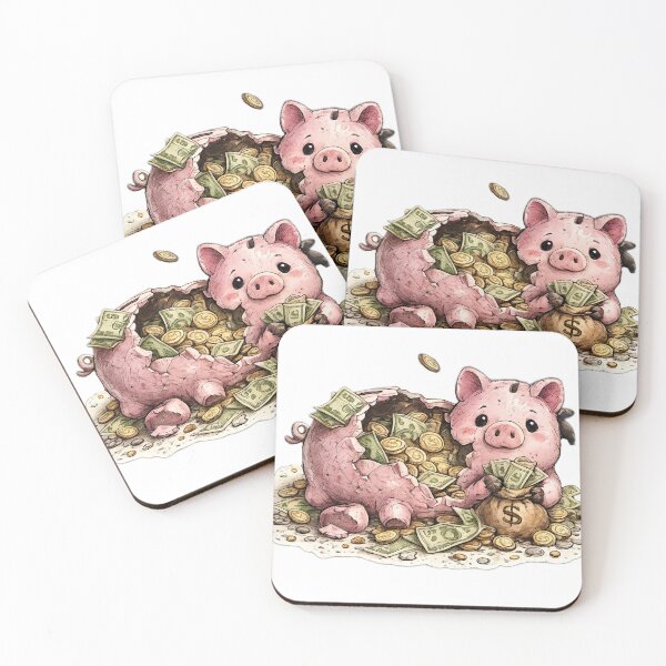 Item preview, Broken Piggy Bank Money Sticker – Cute Savings Crash Financial Humor Art designed and sold by Felixuss.