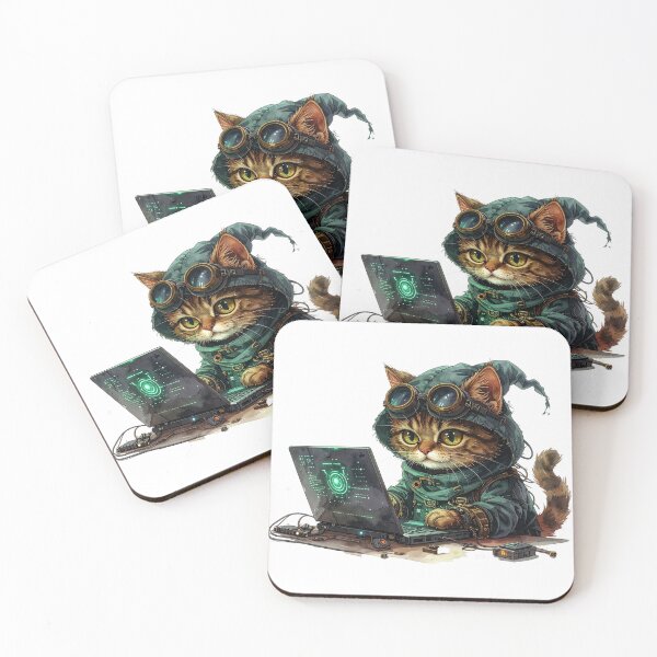 Item preview, Detailed Steampunk Cat Inventor Laboratory Scene designed and sold by BetweenForms.