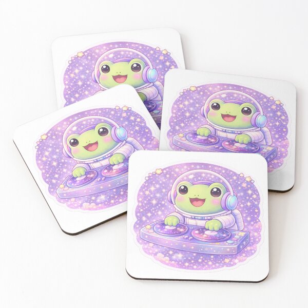Item preview, Kawaii Frog DJ astronaut in Space – Cute Cosmic Frog designed and sold by p-frosty-design.