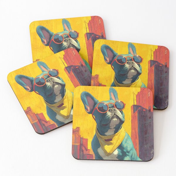 Item preview, Cool Teal French Bulldog Rocking Red Sunglasses in Graffiti City designed and sold by EK-World.