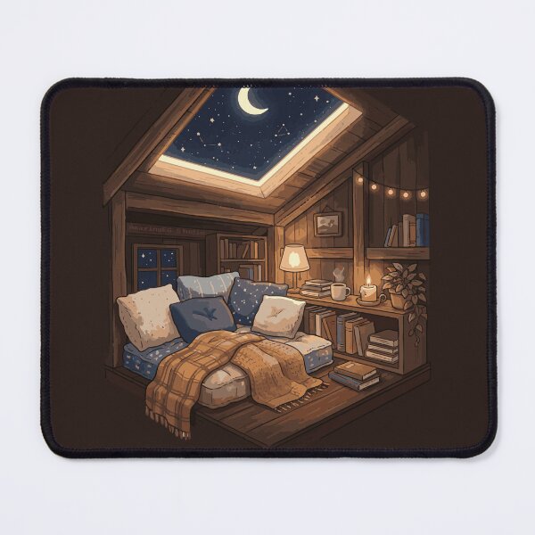 Item preview, Moonlit Cozy Reading Nook Cabin Illustration designed and sold by AmazingEG.