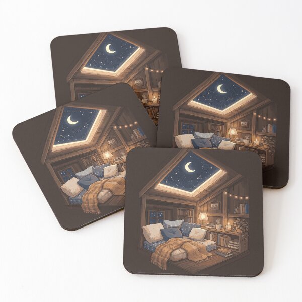 Item preview, Moonlit Cozy Reading Nook Cabin Illustration designed and sold by AmazingEG.
