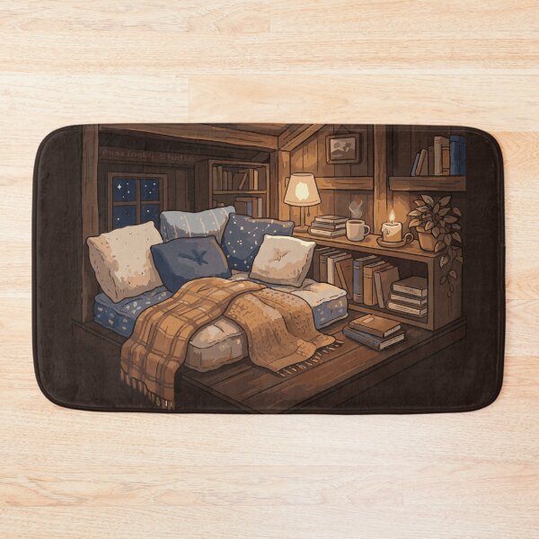 Item preview, Moonlit Cozy Reading Nook Cabin Illustration designed and sold by AmazingEG.
