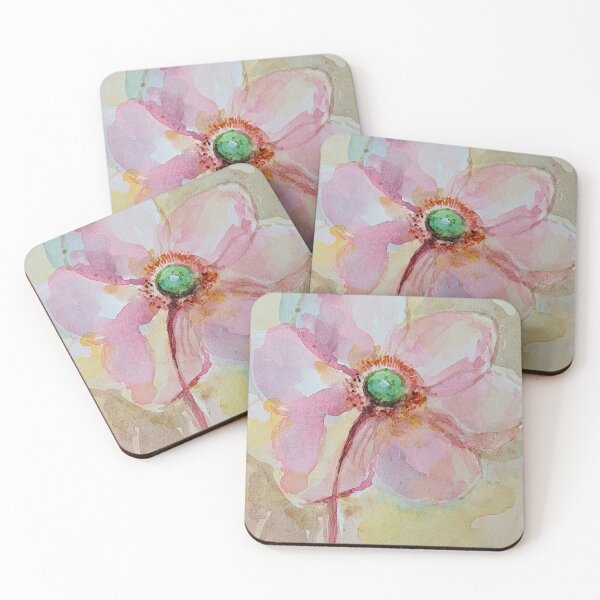 Item preview, Blush Petal Bloom – Minimal Watercolor Flower with Green Center designed and sold by Kara Draws.