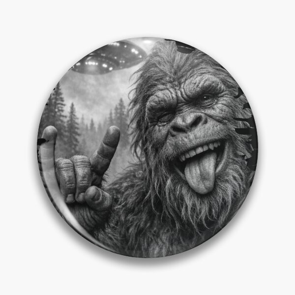 Item preview, Funny Bigfoot Selfie with UFO, Sasquatch Alien Encounter Meme designed and sold by NovaNookStudio.