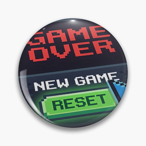 Item preview, An old 8-bit game screen showing "Game Over" changing to "New Game" with a glowing 'Reset' button. designed and sold by Yogeshrock.