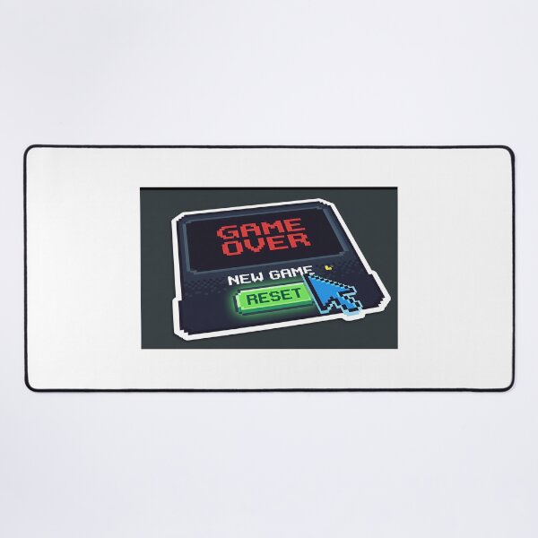 Item preview, An old 8-bit game screen showing "Game Over" changing to "New Game" with a glowing 'Reset' button. designed and sold by Yogeshrock.