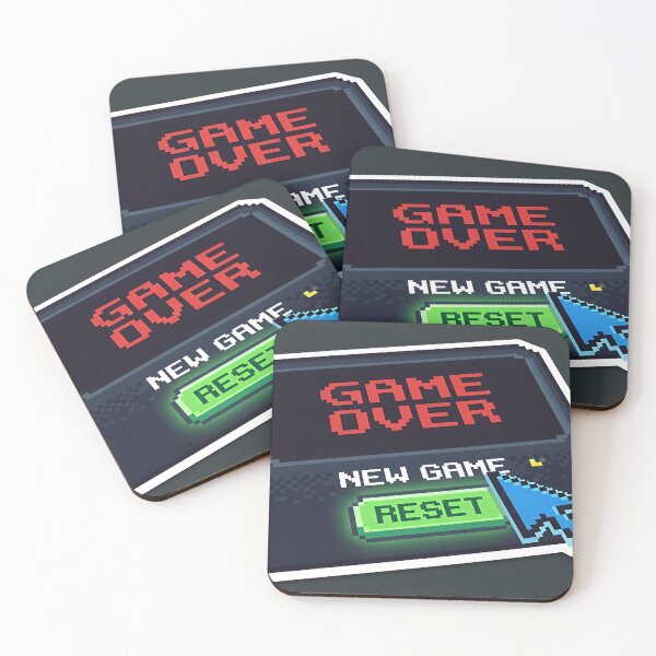 Item preview, An old 8-bit game screen showing "Game Over" changing to "New Game" with a glowing 'Reset' button. designed and sold by Yogeshrock.