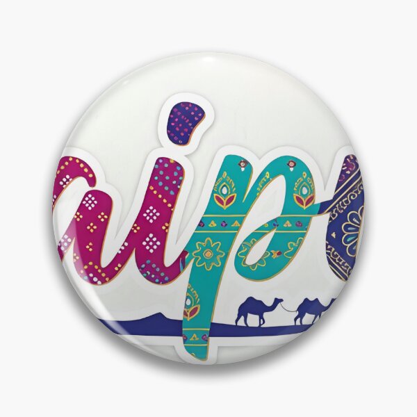 Item preview, The word "Jaipur" in a stylish, flowing script, surrounded by traditional Rajasthani motifs and a small camel silhouette. designed and sold by Yogeshrock.