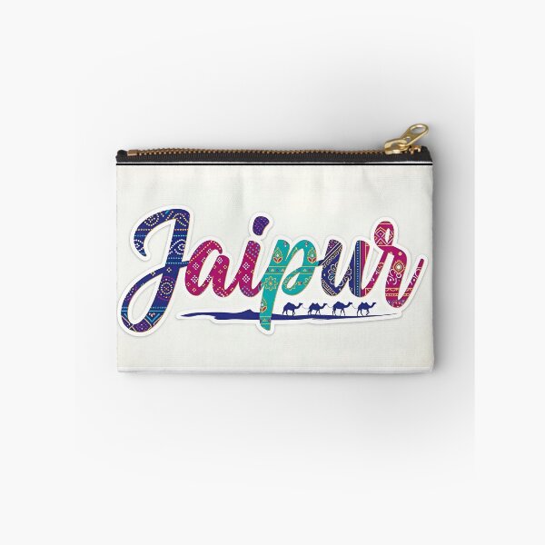 Item preview, The word "Jaipur" in a stylish, flowing script, surrounded by traditional Rajasthani motifs and a small camel silhouette. designed and sold by Yogeshrock.