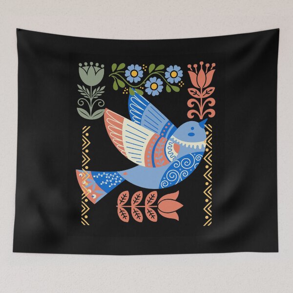 Item preview, A Symphony of Wildwood Motifs Songbird Folk Art Style Design designed and sold by EarthArtDesigns.
