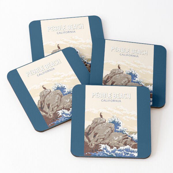 Item preview, Pebble Beach California Illustration Travel Art Vintage designed and sold by KrisSidDesigns.