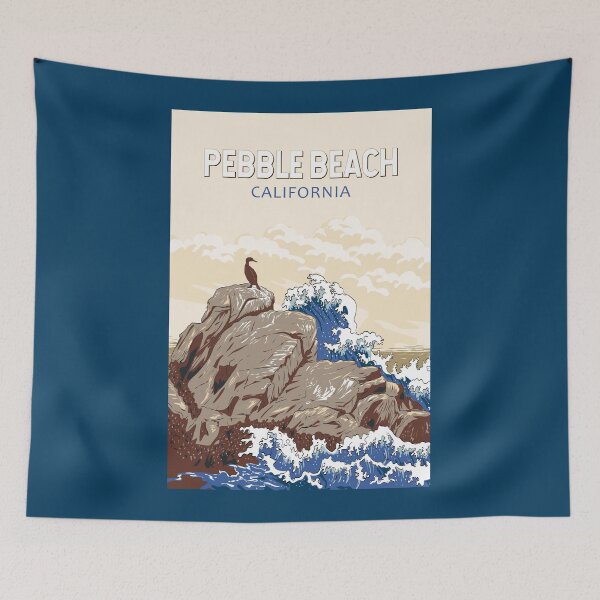 Item preview, Pebble Beach California Illustration Travel Art Vintage designed and sold by KrisSidDesigns.