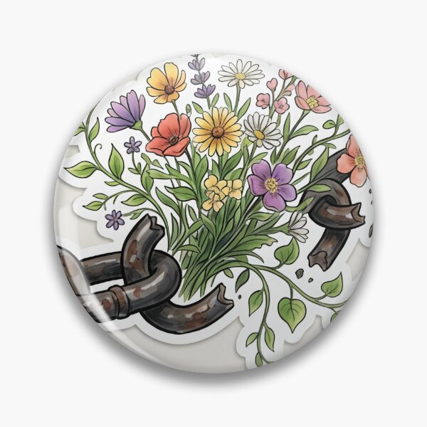 Item preview, Broken iron chains turning into a beautiful bouquet of wildflowers. designed and sold by Yogeshrock.