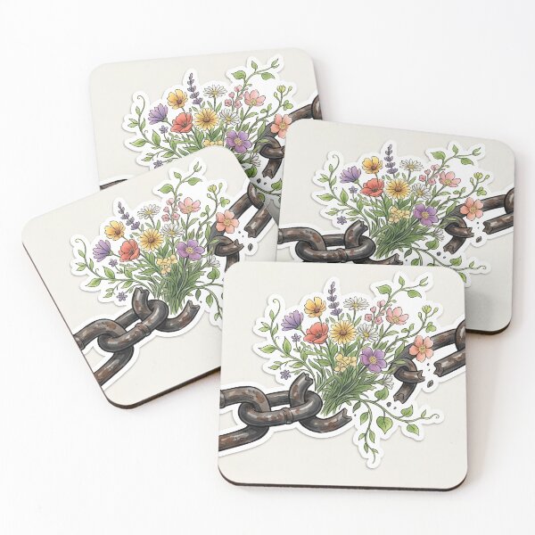 Item preview, Broken iron chains turning into a beautiful bouquet of wildflowers. designed and sold by Yogeshrock.