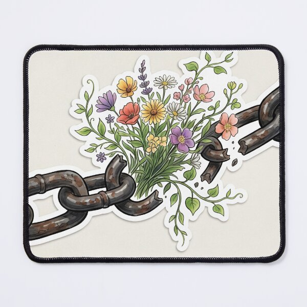Item preview, Broken iron chains turning into a beautiful bouquet of wildflowers. designed and sold by Yogeshrock.