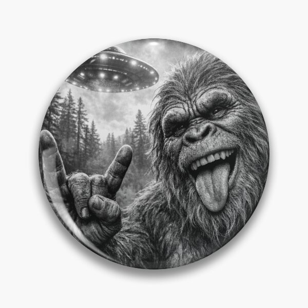 Item preview, Funny Bigfoot Selfie with UFO, Sasquatch Alien Encounter Meme designed and sold by NovaNookStudio.