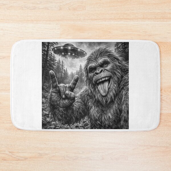 Item preview, Funny Bigfoot Selfie with UFO, Sasquatch Alien Encounter Meme designed and sold by NovaNookStudio.