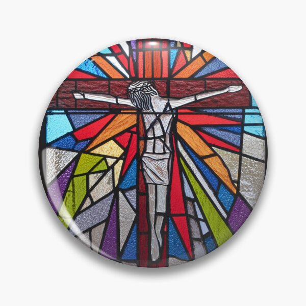 Item preview, Abstract Jesus Christ on a cross stained glass designed and sold by DesignAFind.