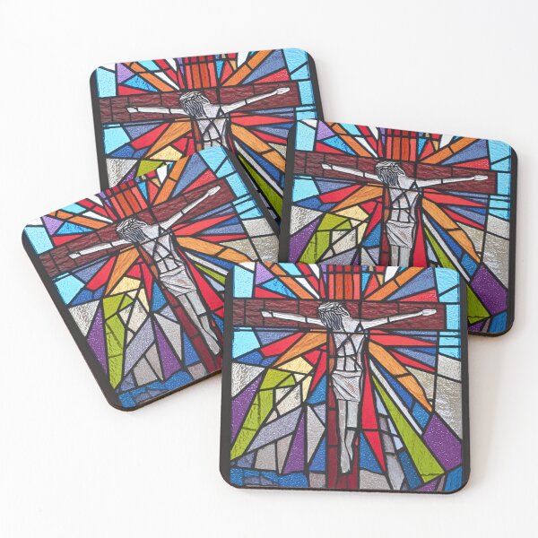 Item preview, Abstract Jesus Christ on a cross stained glass designed and sold by DesignAFind.