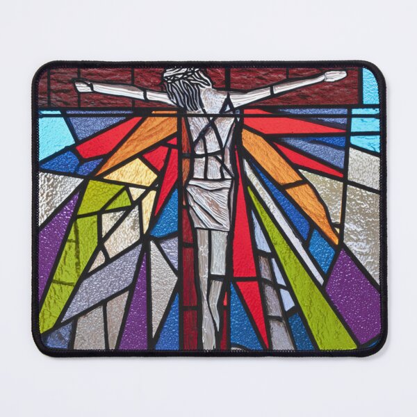 Item preview, Abstract Jesus Christ on a cross stained glass designed and sold by DesignAFind.