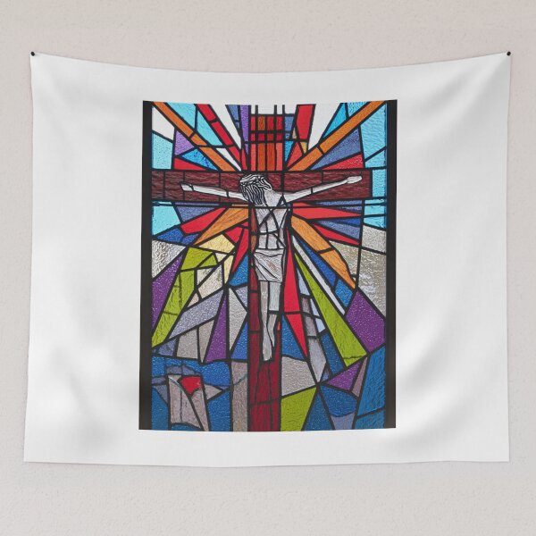 Item preview, Abstract Jesus Christ on a cross stained glass designed and sold by DesignAFind.