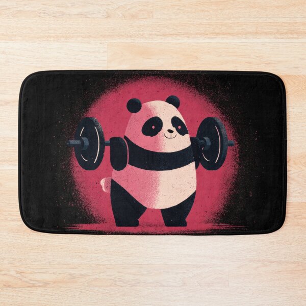 Item preview, Cute panda lifts weights in gym designed and sold by anytka.