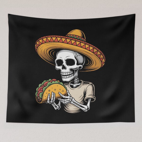 Aperçu de l'œuvre Funny Skeleton Eating Taco Cinco De Mayo Fiesta Mexican Festival PNG Mexican Humor Dia De Los Muertos créée et vendue par NewaveBoutique.
