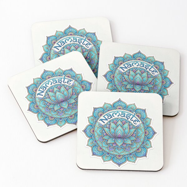Item preview, The word "Namaste" in English and Hindi script, surrounded by a complex mandala and a lotus flower. designed and sold by Yogeshrock.
