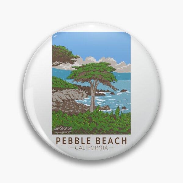Item preview, Pebble Beach California Coast Illustration Travel Art Vintage designed and sold by KrisSidDesigns.