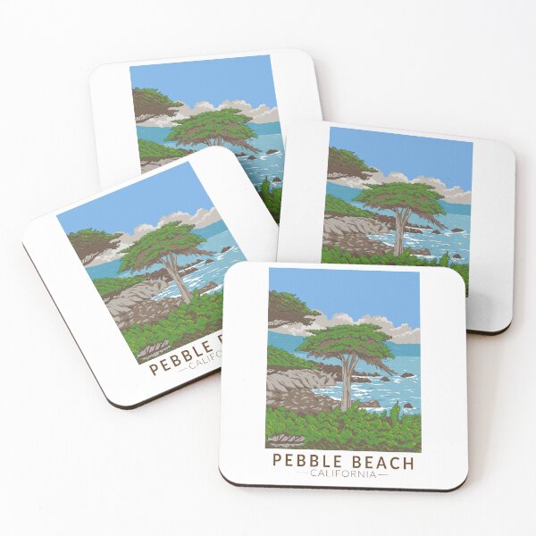 Item preview, Pebble Beach California Coast Illustration Travel Art Vintage designed and sold by KrisSidDesigns.