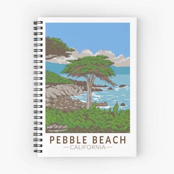 Item preview, Pebble Beach California Coast Illustration Travel Art Vintage designed and sold by KrisSidDesigns.