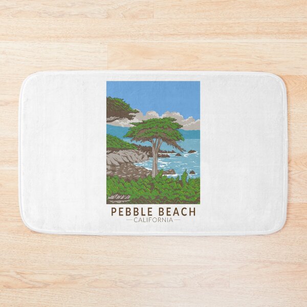 Item preview, Pebble Beach California Coast Illustration Travel Art Vintage designed and sold by KrisSidDesigns.