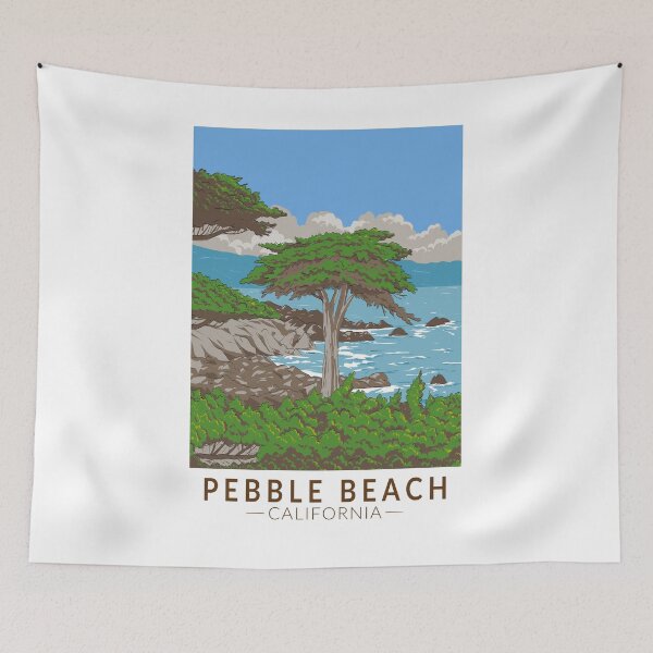 Item preview, Pebble Beach California Coast Illustration Travel Art Vintage designed and sold by KrisSidDesigns.