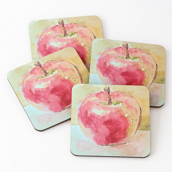 Item preview, Vibrant Red Apple Watercolor Painting designed and sold by Kara Draws.