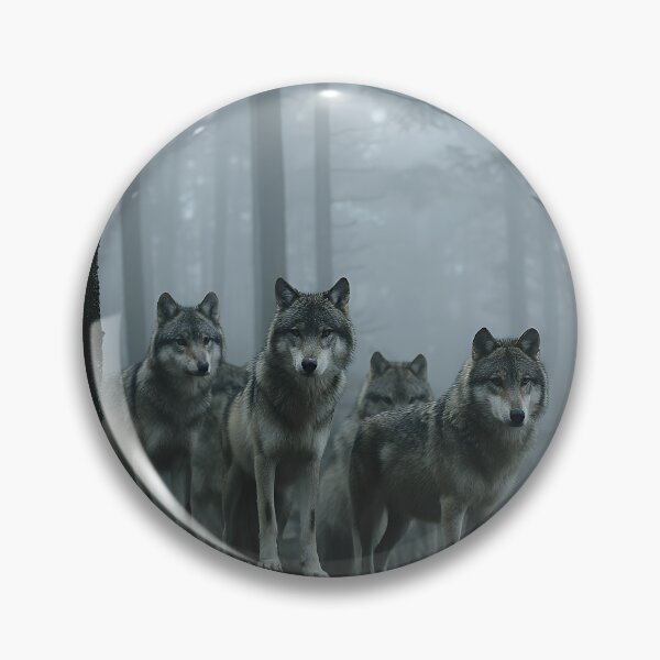 Item preview, Mysterious Gray Wolf Pack in Ethereal Foggy Pine Forest designed and sold by EK-World.