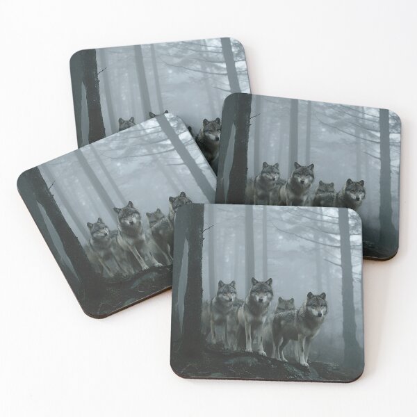Item preview, Mysterious Gray Wolf Pack in Ethereal Foggy Pine Forest designed and sold by EK-World.