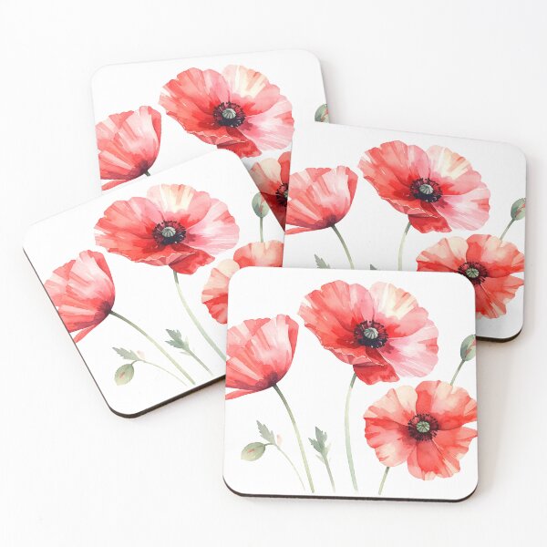 Item preview, Red Poppy Watercolor Floral Illustration designed and sold by Rutvain.