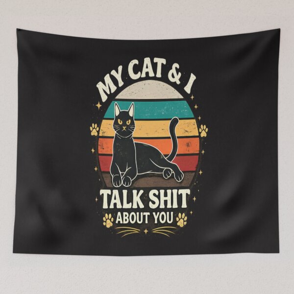 Item preview, My Cat  I Talk Sh*t About You – Funny Black Cat Vintage Retro Design designed and sold by CatLovers Studio.